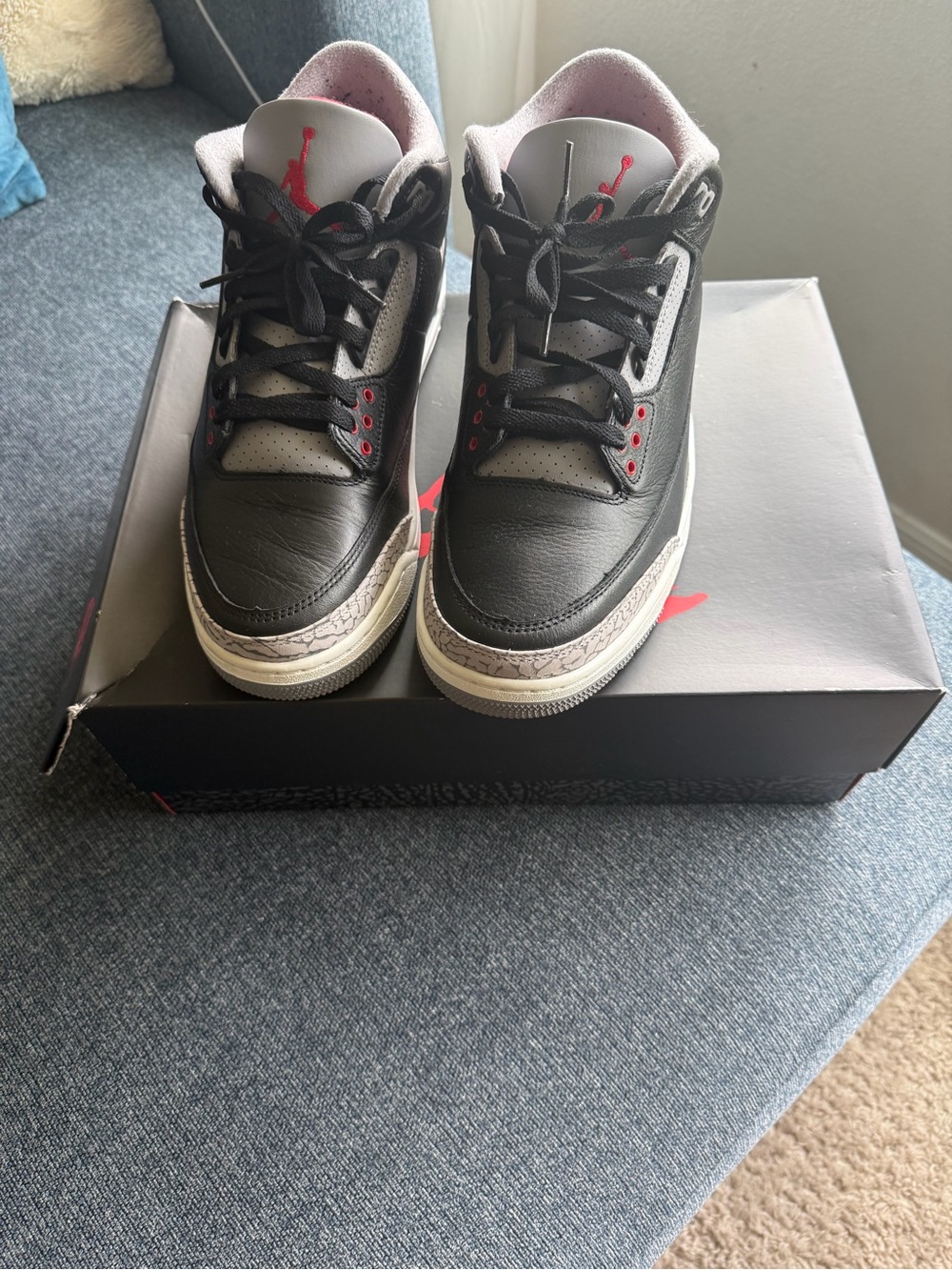 Jordan 3’s- Men Black Cement - Picture 2 of 5